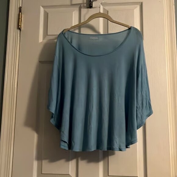 Express Tops - Exprsss Drape Crop Blue Tee